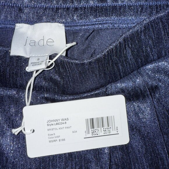 Johnny Was Jade Bristol Knit Wide Leg Pants Metallic Sapphire Size Small - Picture 2 of 5